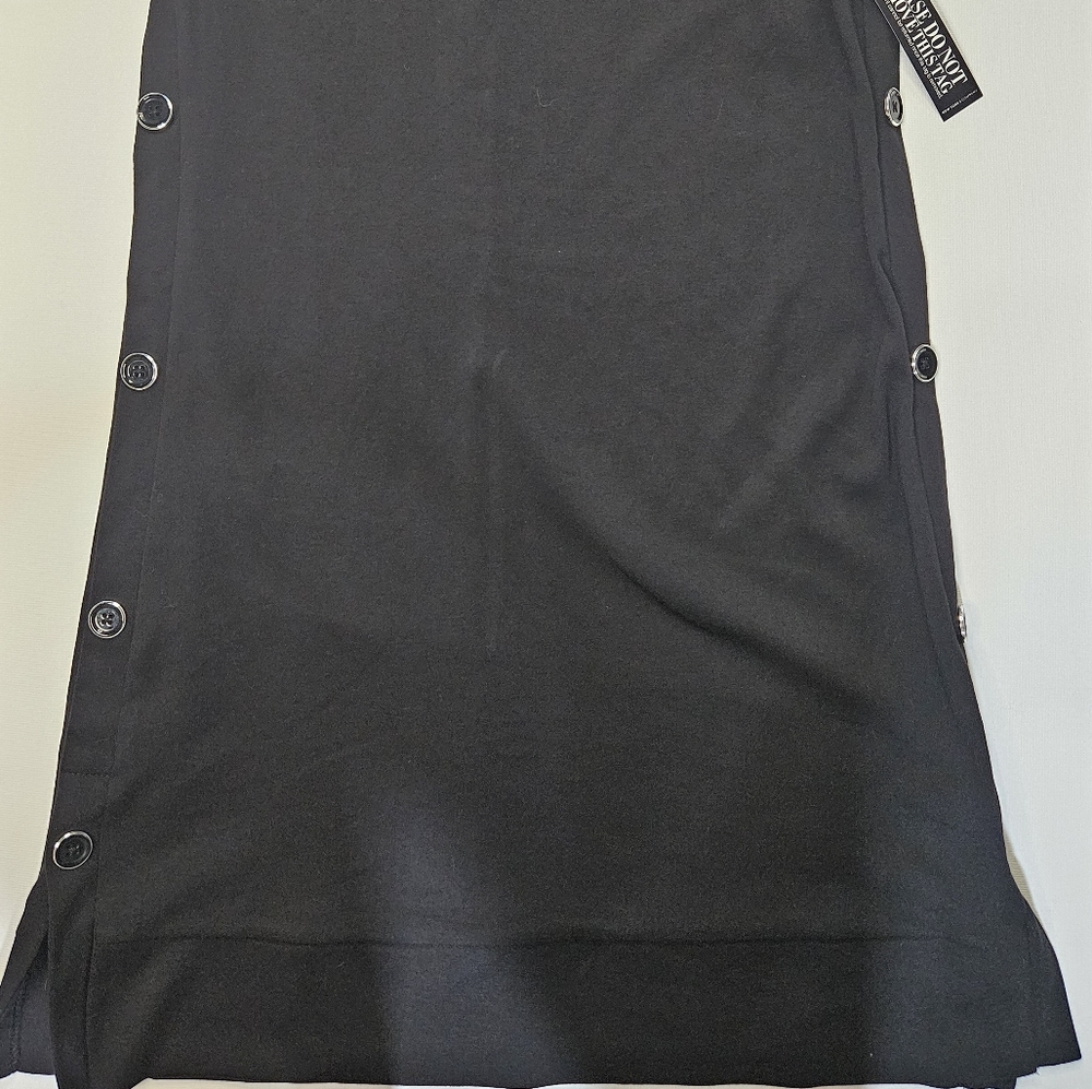 Womens Black Dress Small New York & Company Casual Midi Jersey LBD - Picture 3 of 8